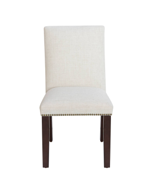 Nail Button Dining Chair In Linen Cream - Skyline Furniture