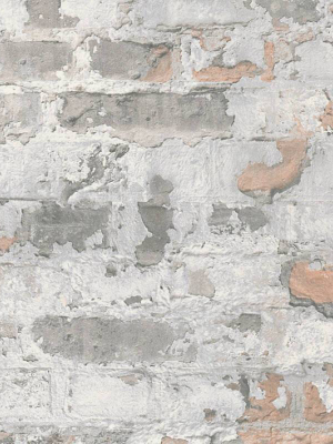 Melinda Cottage Brick Wallpaper In Grey And Off-white By Bd Wall