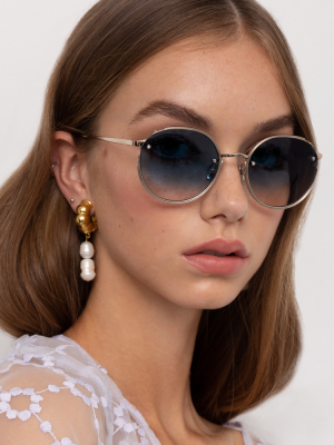 Nicks Oval Sunglasses In White Gold