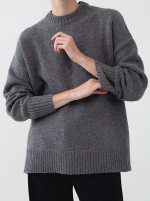 Boyfriend Crew Neck In Wool Cashmere - Grey