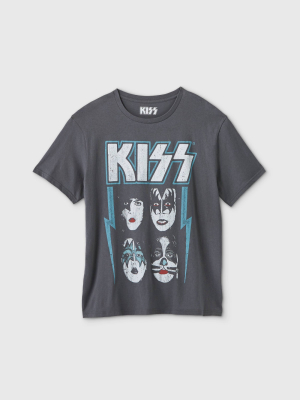 Women's Kiss Short Sleeve Graphic T-shirt - Charcoal Gray