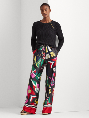 Print Satin Wide-leg Pant