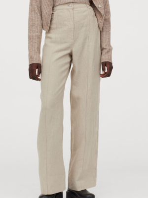 Wide-leg Linen-blend Pants