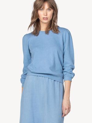 Pleated Sleeve Crewneck Sweatshirt