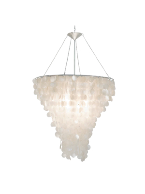 Large Round Capiz Shell Chandelier With Nickel