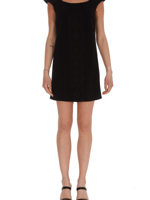 Elisabetta Franchi Button Detail Lace Trim Mini Dress