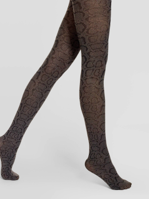 Hue Studio Women's Opaque Snake Print Tights - Gray