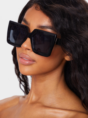 Black Square Oversized Frame Sunglasses