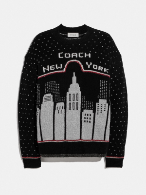 Holiday Cityscape Intarsia Sweater