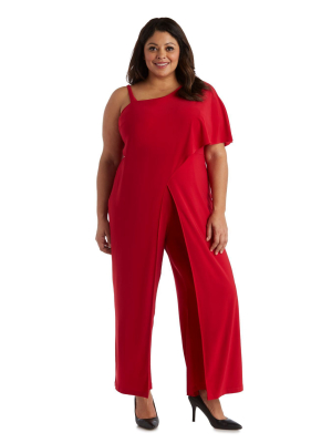 Asymmetric Jumpsuit With Overlay And Draped Sleeves - Plus