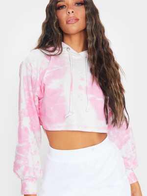 Pink Tie Dye Cropped Hoodie