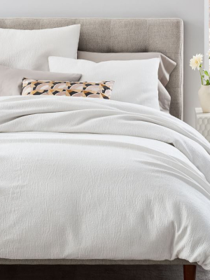 Tencel™ Cotton Matelasse Duvet Cover & Shams - Stone White