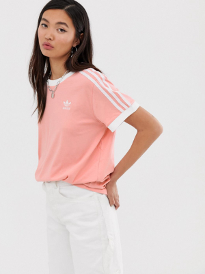 Adidas Originals Adicolor Three Stripe T-shirt In Pink