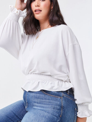 Plus Size Smocked Ruffled Top