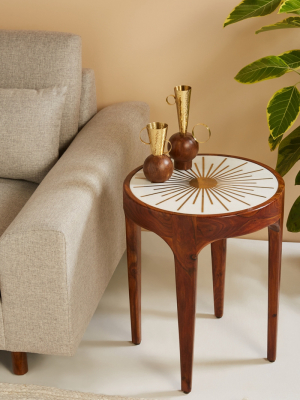 Brass Starburst Round Side Table