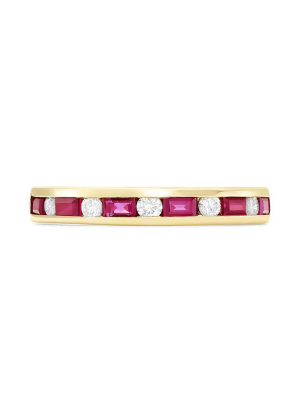 Effy Gemma 14k Yellow Gold Ruby And Diamond Channel-set Ring, 0.72 Tcw