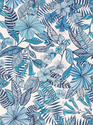 Sample Valldemossa Wallpaper In Blue From The Deya Collection By Matthew Williamson