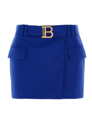 Balmain Logo Plaque Mini Skirt