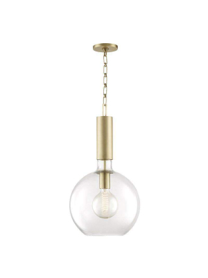 Raleigh 1 Light Large Pendant Aged Brass