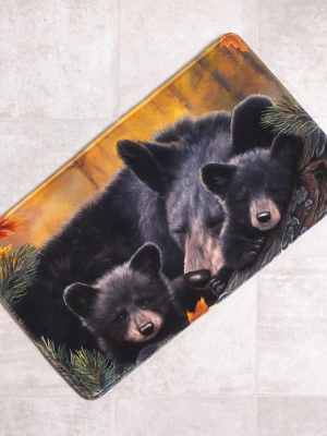 Lakeside Cozy Bears Memory Foam Rug For Bathrooms, Kitchens With Decorative Nature Print