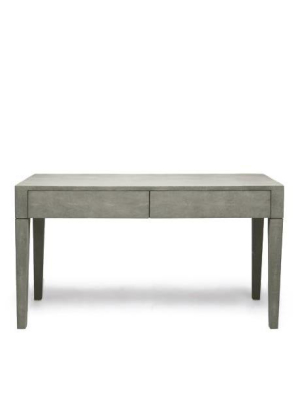 Sorin 2 Drawer Desk Castor Gray Vintage Faux Shagreen