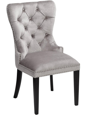 Studio 55d Euphoria Tufted Gray Velvet Dining Chair