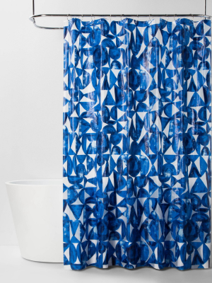 Peva Shower Curtain Geometric Blue - Room Essentials™
