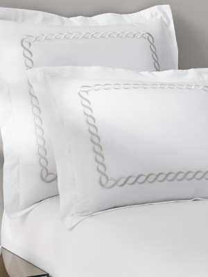 Cable Embroidered Percale Sham Set Of 2