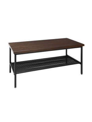 Industrial Modern Wood Top/metal Frame Coffee Table With Metal Shelf - Ofm