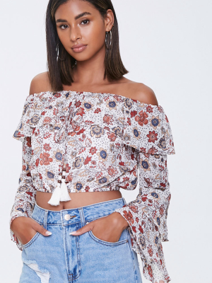 Floral Print Off-the-shoulder Top