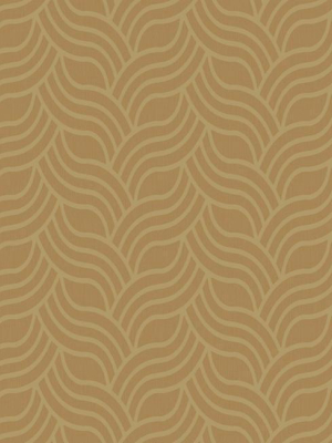 Interlocking Geo Wallpaper In Tan And Gold By York Wallcoverings