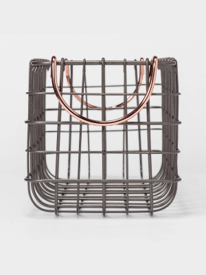 16"x6"x6" Wire Tank Top Basket With Handle Copper - Threshold™