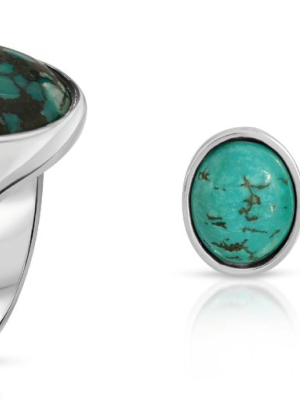 Turquoise Oval Ring + Oval-cut Earrings Bundle Set