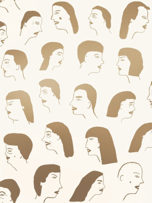 Women Wallpaper In Gold And Cream By Juju