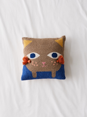 Jungalow Kitteh Tassel Hooked Throw Pillow