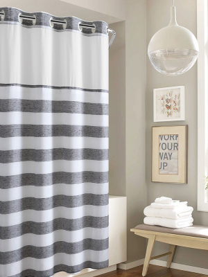 Yarn Dye Striped Shower Curtain With Liner - Hookless