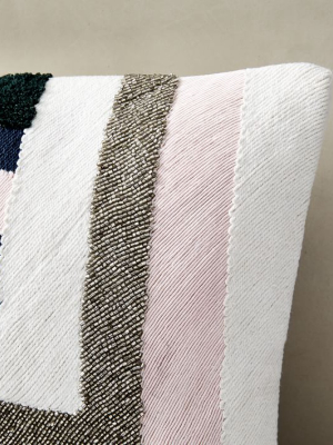 Embellished Intersecting Stripes Pillow Cover