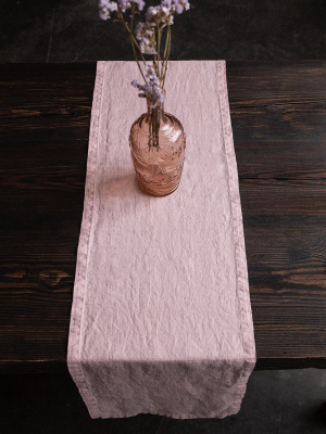 Textured Antique Rose Soft Linen Table Runner