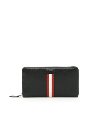 Bally Telen Logo Stripe Zipped Wallet