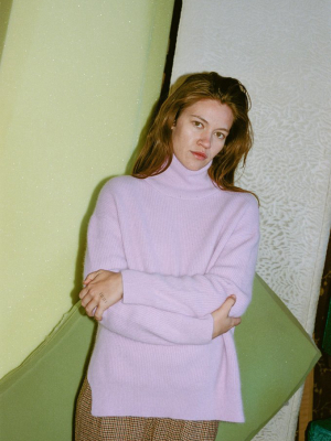 Nanushka Motta Angora Turtleneck Sweater In Lilac