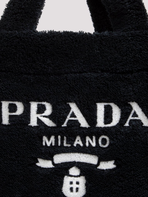 Prada Logo Terry Cloth Tote Bag