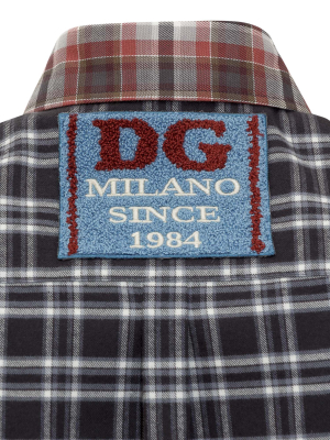 Dolce & Gabbana Check Patterned Logo Patch Shirt