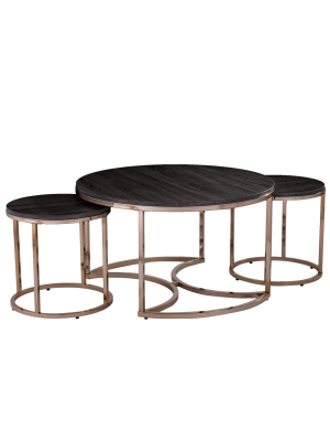 3pc Linder Round Nesting Coffee Tables Champagne - Aiden Lane