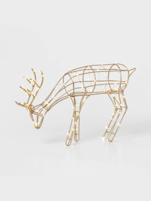 Dew Drop Wrapped Feeding Reindeer Decorative Figurine Champagne - Wondershop™