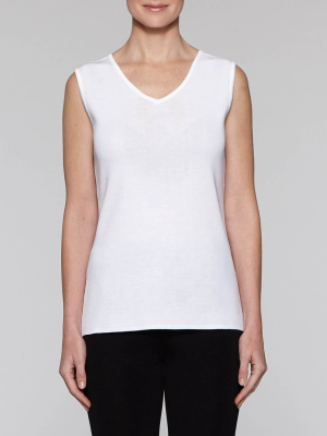 V-neck Knit Tank Top, White