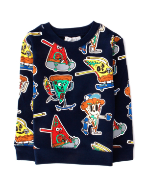 Stella Mccartney Kids Pizza Skaters Fleece Sweatshirt