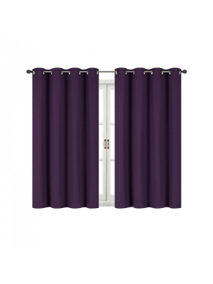 Kate Aurora 100% Hotel Thermal Blackout Purple Grommet Top Curtain Panels