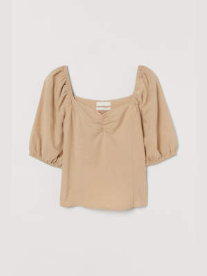 Linen-blend Top