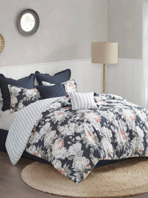 Sorrel 8pc Cotton Printed Reversible Comforter Set