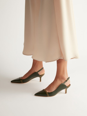 Marion 45mm - Green Leather Slingback